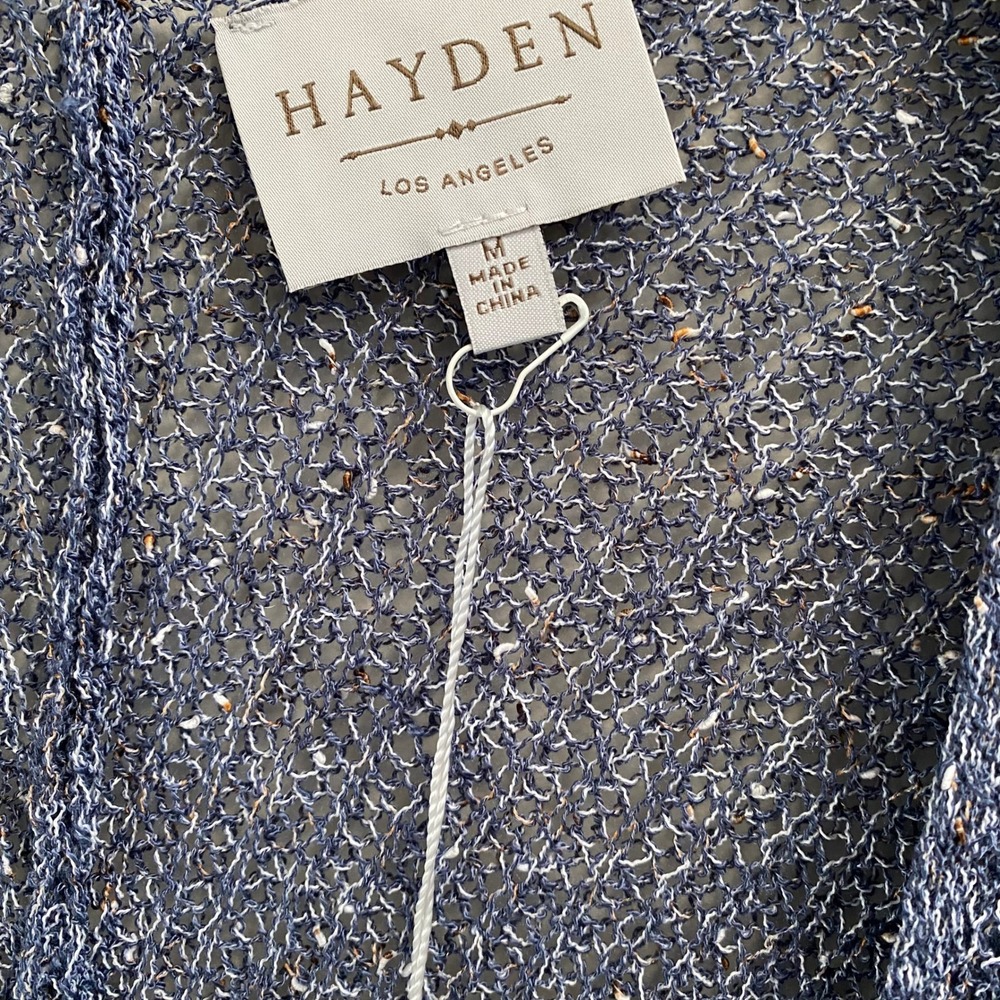 NEW Hayden Los Angeles Semi-Sheer Dolman Sleeve Cardigan Sweater Blue Medium - Picture 6 of 7